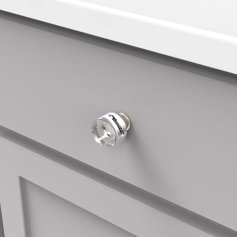 Hickory Hardware 1 Pack Solid Core Kitchen Cabinet Knobs, Luxury Cabinet and Dresser Knobs, Handle Pulls for Doors & Drawers, 1-1/4 Inch, Crysacrylic with Satin Nickel, Midway Collection - Image 3